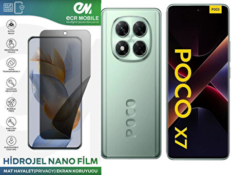 Poco X7 Uyumlu Hidrojel Nano Ekran Koruyucu Film HAYALET(Privacy)Tempered Cam Değildir