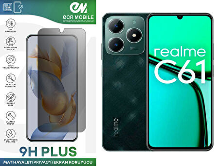 Realme C61 Ekran Koruyucu Tam Uyumlu 9H Esnek Nano Kırılmayan HAYALET(Privacy)
