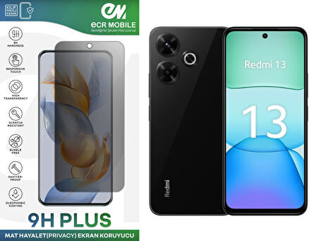Redmi 13 Ekran Koruyucu Tam Uyumlu 9H Esnek Nano Kırılmayan HAYALET(Privacy)