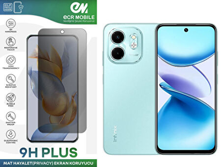 Infinix Smart 9 Ekran Koruyucu Tam Uyumlu 9H Esnek Nano Kırılmayan MAT HAYALET(Privacy)