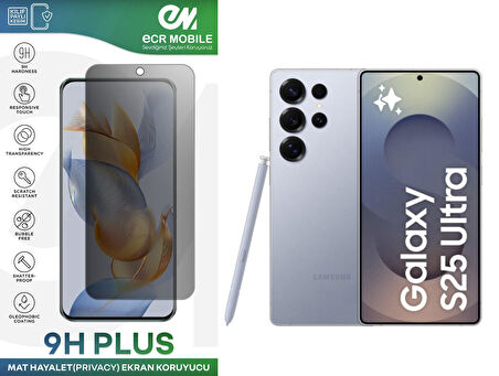 Samsung Galaxy S25 Ultra Ekran Koruyucu Tam Uyumlu 9H Esnek Nano Kırılmayan MAT HAYALET(Privacy)