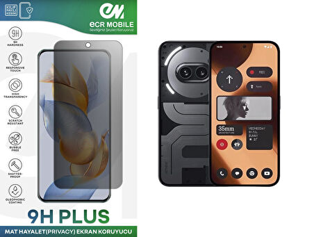 Nothing Phone 2a Plus Ekran Koruyucu Tam Uyumlu 9H Esnek Nano Kırılmayan MAT HAYALET(Privacy)