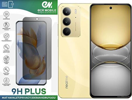 Realme C75 Ekran Koruyucu Tam Uyumlu 9H Esnek Nano Kırılmayan MAT HAYALET(Privacy)