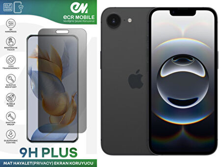 Iphone 16E Ekran Koruyucu Tam Uyumlu 9H Esnek Nano Kırılmayan MAT HAYALET(Privacy)