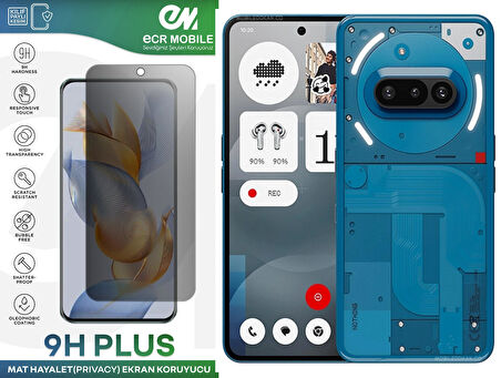 Nothin Phone 3A Ekran Koruyucu Tam Uyumlu 9H Esnek Nano Kırılmayan MAT HAYALET(Privacy)
