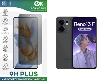 Oppo Reno 13F Ekran Koruyucu Tam Uyumlu 9H Esnek Nano Kırılmayan MAT HAYALET(Privacy)
