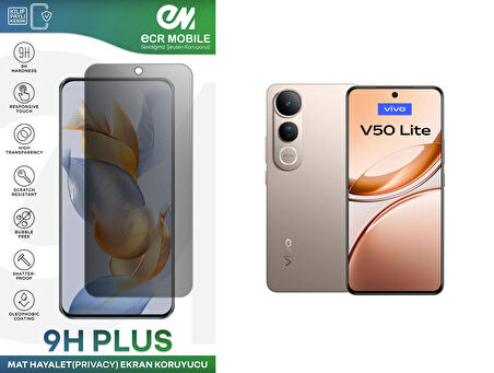 Vivo V50 Lite Ekran Koruyucu Tam Uyumlu 9H Esnek Nano Kırılmayan MAT HAYALET(Privacy)