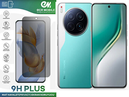 Tecno Camon 40 Premier 5G ile Uyumlu HAYALET(Privacy) Esnek Nano Kırılmayan Ekran Koruyucu