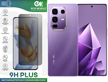 Infinix Note 50 Pro Plus Ekran Koruyucu Tam Uyumlu 9H Esnek Nano Kırılmayan MAT HAYALET(Privacy)