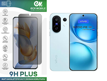 Vivo X200 FE Ekran Koruyucu Tam Uyumlu 9H Esnek Nano Kırılmayan MAT HAYALET(Privacy)