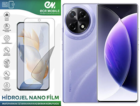 Tecno Camon 30S ile Uyumlu Hidrojel Nano Ekran Koruyucu Film MAT(Tempered Cam Değildir!)