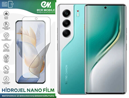 Tecno Camon 40 Pro ile Uyumlu Hidrojel Nano Ekran Koruyucu Film MAT(Tempered Cam Değildir!)