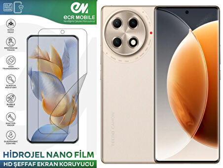Tecno Camon 30S Pro ile Uyumlu Hidrojel Ekran Koruyucu Film HD-ŞEFFAF(Tempered Cam Değildir!)