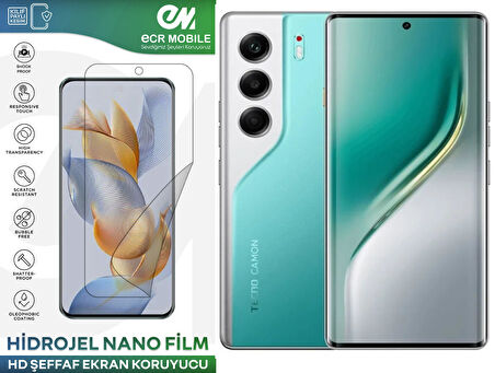 Tecno Camon 40 Pro ile Uyumlu Hidrojel Ekran Koruyucu Film HD-ŞEFFAF(Tempered Cam Değildir!)