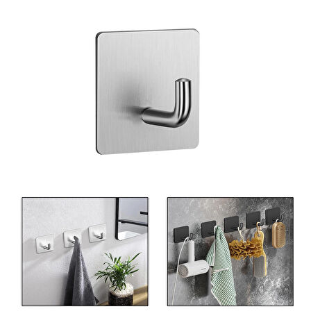 Microcase  Yapışkanlı  Paslanmaz Çelik Banyo Mutfak Eşya Havlu Vb Metal Askılık Kare Tasarım- SİYAH AL4936 1 Adet