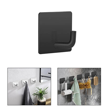 Microcase  Yapışkanlı  Paslanmaz Çelik Banyo Mutfak Eşya Havlu Vb Metal Askılık Kare Tasarım- GÜMÜŞ AL4936 1 Adet