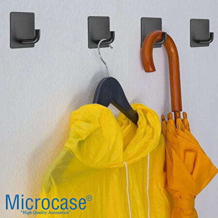 Microcase  Yapışkanlı  Paslanmaz Çelik Banyo Mutfak Eşya Havlu Vb Metal Askılık Kare Tasarım- GÜMÜŞ AL4936 1 Adet