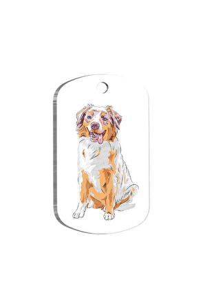 Australian Shepherd Resimli Köpek Künyesi Large 2,9 x 5 cm