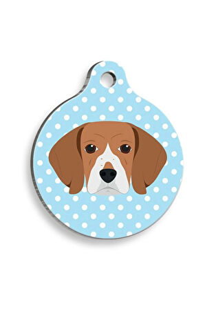 Mavi Puantiyeli Beagle Yuvarlak Köpek Künyesi Small 2,5 cm