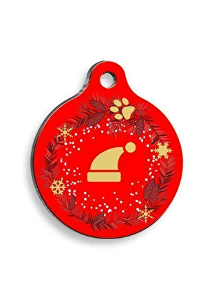 Christmas Serisi Hat Yuvarlak Kedi ve Köpek Künyesi Medium: 3 cm.