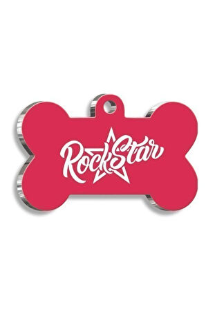 Rock Star Pembe Kedi Köpek Künyesi Medium: 3 cm.