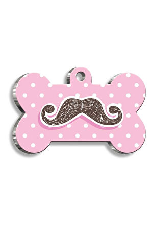 Bıyıklı Kemik Şekilli Kedi Köpek Künyesi Medium 2,6 x 3,8 cm