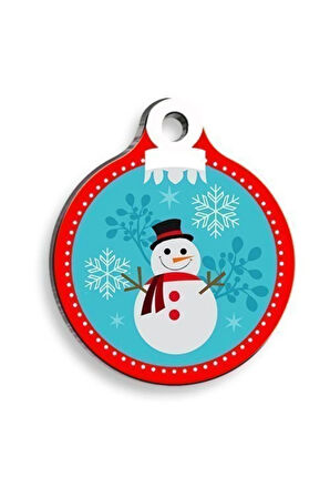 Christmas Serisi Snowman 2 Yuvarlak Kedi ve Köpek Künyesi