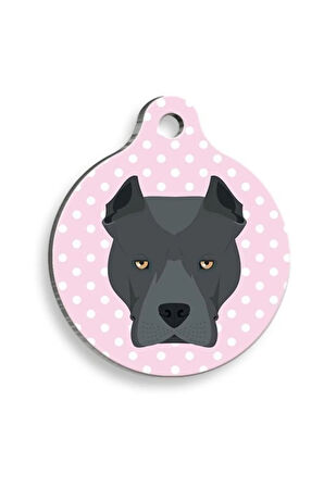 Pembe Puantiyeli Cane Corso Yuvarlak Köpek Künyesi