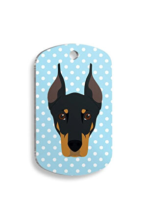Mavi Puantiyeli Doberman Pinscher Asker Kedi ve Köpek Künyesi