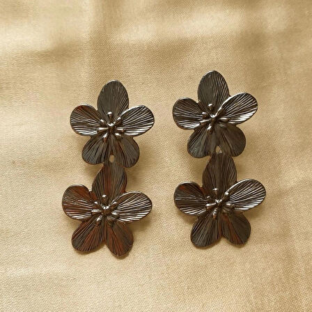 Silver Gümüş Büyük Çiçek Küpe