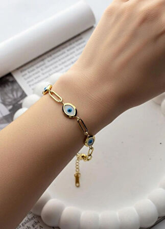 Çelik Göz Detaylı Ataç Zincir Bileklik