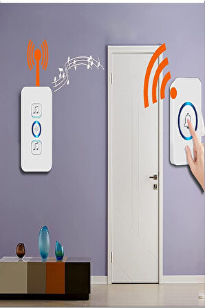 Kablosuz Kapı Zili Priz Tipi – 32 Melodili, 433MHz, Tak-Çalıştır, LED Göstergeli, Beyaz Zil Seti