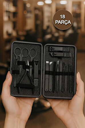 Paslanmaz Çelik 18in1 Manikür Pedikür Seti Profesyonel Tırnak Bakım Seti Çelik Tırnak Kesici