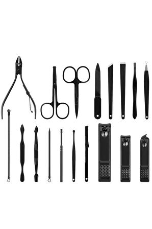 Paslanmaz Çelik 18in1 Manikür Pedikür Seti Profesyonel Tırnak Bakım Seti Çelik Tırnak Kesici
