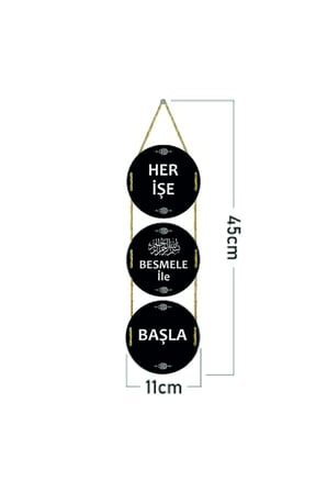 Her Işe Besmele Ile Başla Duvar Süsü Dekoratif Ahşap Duvar Süsü