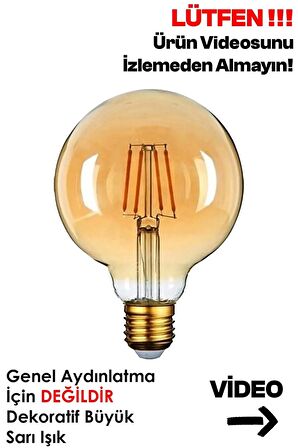 G125 E27 2700 K Filament 4 Watt Rustik Amber Glop Ampul