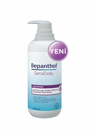 Bepanthol Sensidaily Pompalı Vücut Kremi 400 ml l Çok Kuru veya Atopik Ciltler İçin Prebiyotikli Özel Formül