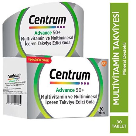 Centrum Advance +50 Yaş Üstü Multivitamin İçeren Takviye Edici Gıda