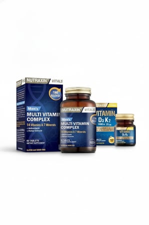 Nutraxin Men’s Multi Vitamin Complex 60 Tablet ve Nutraxin D3K2 120 Tablet 2’li Set