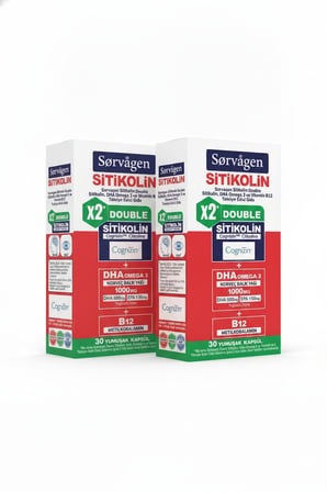 Sorvagen Double Sitikolin Dha Omega 3 ve B12 30 Kapsül 2’li Set