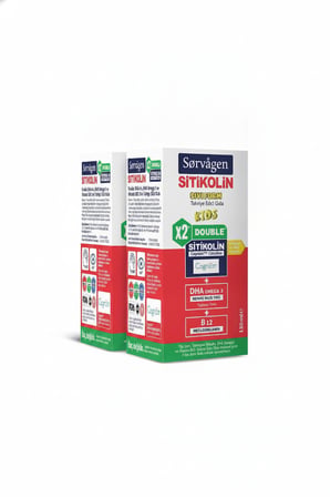 Sorvagen Double Sitikolin Sıvı Form-Sitikolin DHA Omega 3 ve B12 150 ml 2’li Set