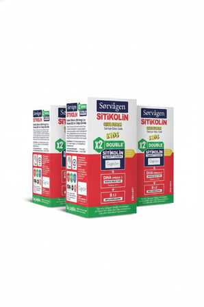 Sorvagen Double Sitikolin Sıvı Form-Sitikolin DHA Omega 3 ve B12 150 ml 3’lü Set