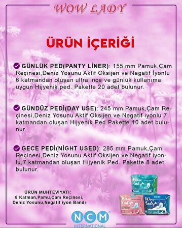 Wow Lady Günlük Hijyenik  Ped 3lü Set