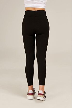 Kadın Siyah Yüksek Bel Korsajlı Spor Tayt