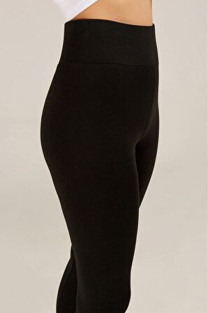 Kadın Siyah Yüksek Bel Korsajlı Spor Tayt