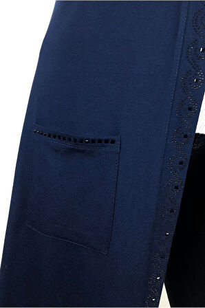 Günlük Uzun Mor Penye Yelek