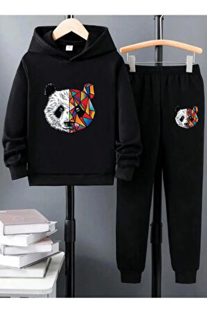 Erkek/Kız Çocuk Panda Baskılı Eşofman Takımı