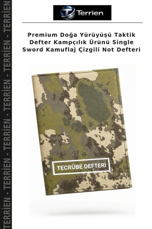 Premium Doğa Yürüyüşü Taktik Defter Kampçılık Ürünü Single Sword Kamuflaj Çizgili Not Defteri