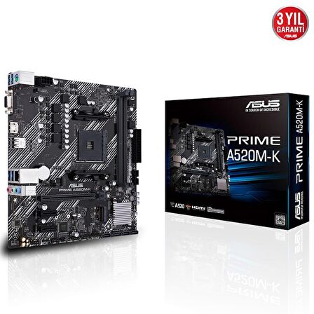 Asus Prime A520M-K AMD A520 AM4 DDR4 3200 MHz Masaüstü Anakart