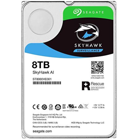 Seagate Skyhawk ST8000VE001 Sata 3.0 7200 RPM 3.5 inç 8 TB Harddisk